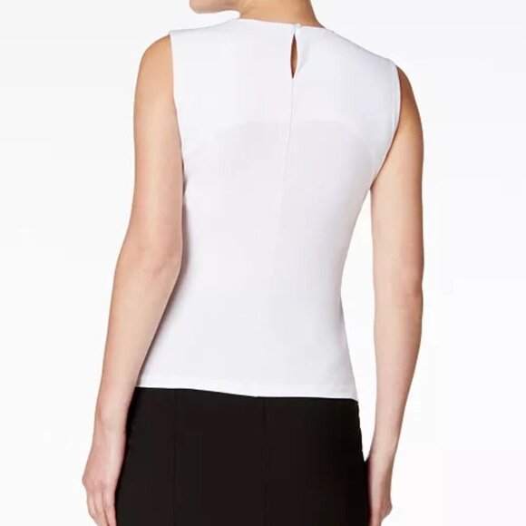 Calvin Klein Women's Pleat Neck Sleeveless Top White, Size 2 - Picture 3 of 8
